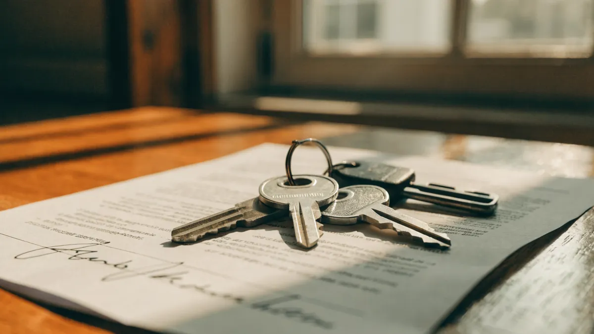 Llaves de un piso sobre un contrato de alquiler firmado